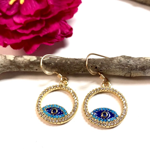 Evil Eye Earrings, Hamsa, Protection, Minimalist - Picture 6 of 13